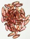50 5x16mm Transparent Pink Golden Lustre Dagger Beads